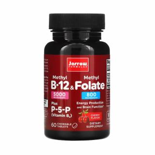 Methyl B-12 5000 mcg  Methyl Folate, Jarrow Formulas, 60 drajeuri