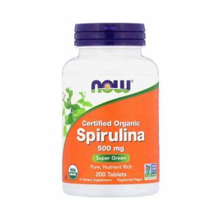 Spirulina Certificata Organic, 500 mg, Now Foods, 200 tablete