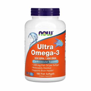 Ultra Omega-3, 500 EPA   250 DHA, NOW Foods, 180 Fish Softgels