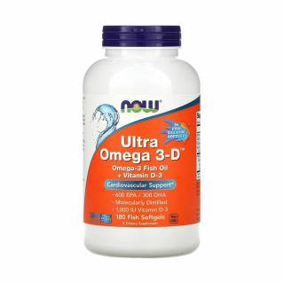 Ultra Omega 3-D with Vitamin D-3, Now Foods, 180 softgels