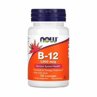 Vitamin B-12 With Folic Acid 1000 mcg, NOW Foods, 100 drajeuri