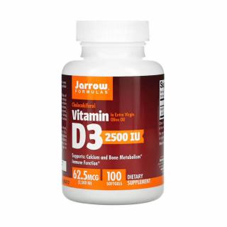 Vitamin D3, Cholecalciferol, 2500 IU, Jarrow Formulas, 100 softgels