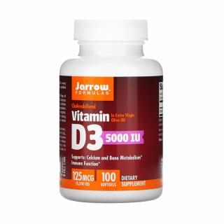 Vitamin D3, Cholecalciferol, 5000 IU, Jarrow Formulas, 100 softgels