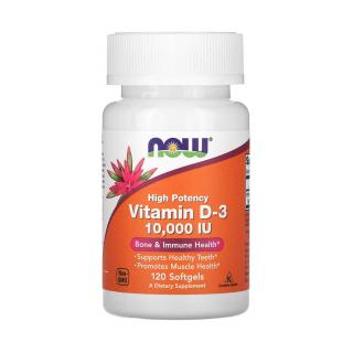 Vitamina D3, 10.000 IU, Now Foods, 120 softgels