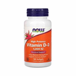 Vitamina D3, 1000 IU, Now Foods, 180 softgels