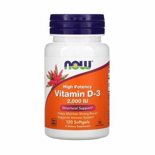 Vitamina D3, 2000 IU, Now Foods, 120 softgels