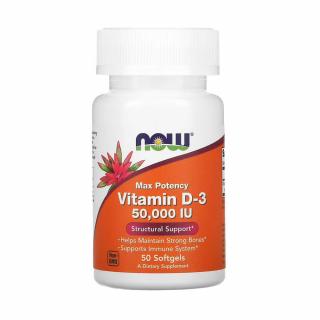 Vitamina D3, 50.000 IU, Now Foods, 50 softgels