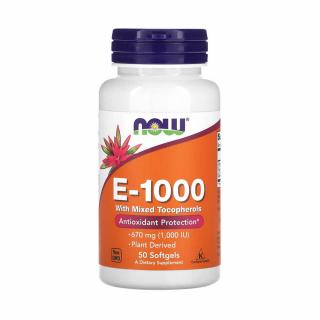 Vitamina E-1000 with Mixed Tocopherols, 670 mg (1,000 IU), NOW Foods, 50 softgels