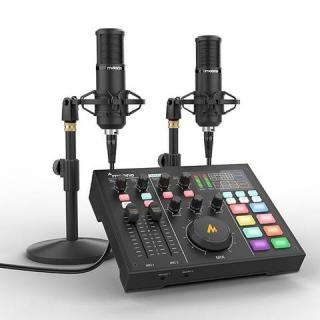Maono All in One AU-AM100 statie portabila de podcasting set 2 microfoane si mixer pentru podcast si inregistrari audio