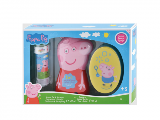 PEPPA PIG - set cadou  Gel de duș și șampon 2în1 400ml + burete de spălat + suflantă cu bule