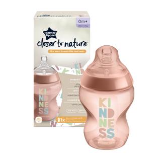 Biberon, Tommee Tippee, Closer to Nature, 260ml, PP, Roz, 0 luni+, 1 buc