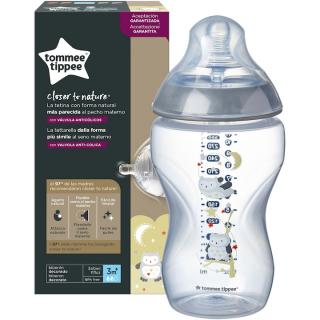 Biberon Tommee Tippee Closer to Nature, 340 ml, PP, Bufnita, 3 luni +