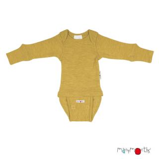 Body cu maneca lunga din lana merinos Rib, Many Months, Charmer, 62-80 86cm, Axolotl Yellow