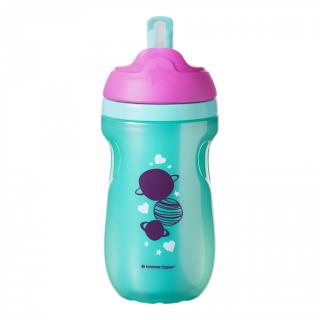 Cana cu pai izoterma,tommee tippee, 260 ml x 1 buc, 12 luni+, roz   turquoise