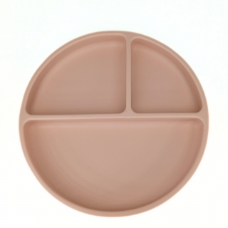 Farfurie rotunda din silicon compartimentata, Coccorito, Soft Pink