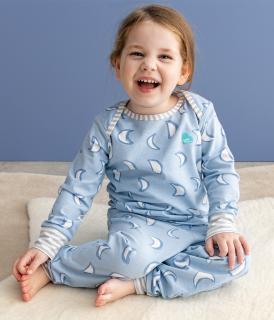 Love to Dream, Pijama din bumbac cu maneca lunga, 4-5 ani, Eclipse Blue