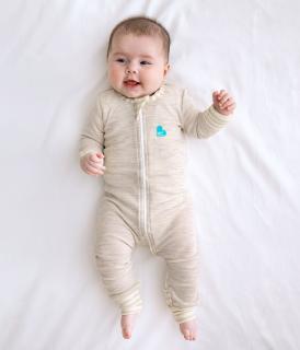 Love to Dream, Salopeta din lana merino cu fermoar, 3-6 luni, Oat
