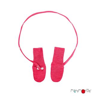 Manusi fara deget din lana merinos Rib, ManyMonths, 50-68 74 cm, Pop Pink