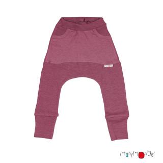 Pantaloni kangaroo din lana merinos Rib, ManyMonths, Adventurer 80-92 98cm, Dark Cerise