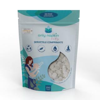 Servetele umede comprimate, biodegradabile  Only Napkin,  100% apa, 200 buc