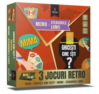 3 jocuri retro: Memo - Steagurile lumii. Mima. Ghicesti cine esti?