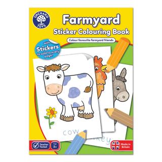 Carte de colorat cu activitati in limba engleza si abtibilduri Ferma FARMYARD, Orchard Toys, 2-3 ani +