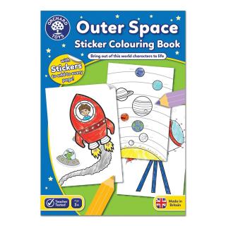 Carte de colorat cu activitati in limba engleza si abtibilduri In Spatiu OUTER SPACE, Orchard Toys, 2-3 ani +