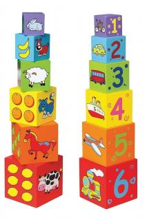 Cuburi de lemn, New Classic Toys, 2-3 ani +