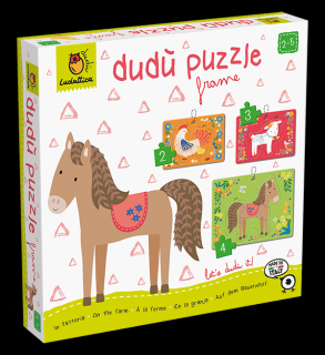 Dudu puzzle in rama 2-3-4 piese - Animale de la ferma, Ludattica, 2-3 ani +