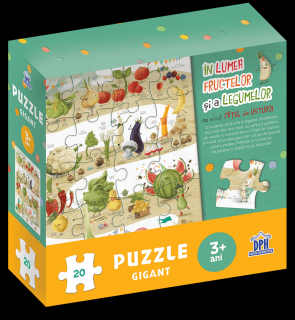 In lumea fructelor si a legumelor cu micul catel de usturoi - Puzzle gigant, DPH, 2-3 ani +