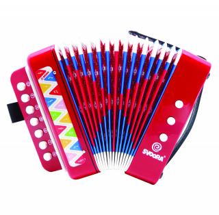 Instrument muzical acordeon rosu, Svoora, 5 ani+