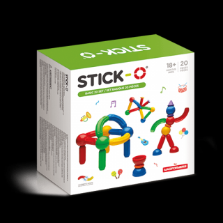 Joc cu magneti Stick-O, Set de baza cu 20 piese, Clicstoys, 2-3 ani +