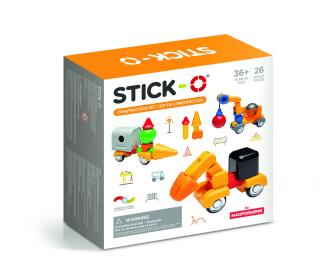 Joc cu magneti Stick-O, Set de construit vehicule, 26 piese, Clicstoys, 2-3 ani +