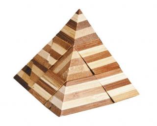 Joc logic IQ din lemn bambus 3D Pyramid, Fridolin, 8-9 ani +