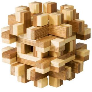 Joc logic IQ din lemn bambus Magic blocks puzzle 3d, Fridolin, 8-9 ani +