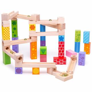 Marble Run din lemn, BIGJIGS Toys, 2-3 ani +