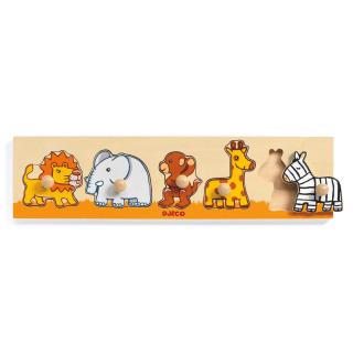 Puzzle cu buton Savana, Djeco, 1-2 ani +