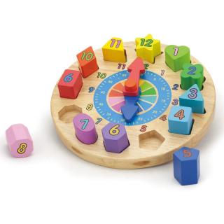 Puzzle din lemn Ceas, New Classic Toys, 2-3 ani +