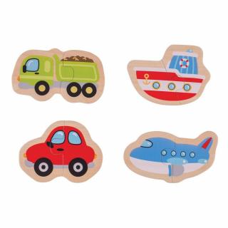 Puzzle - mijloace de transport (8 piese), BIGJIGS Toys, 1-2 ani +