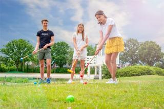 Set Croquet, lemn de mesteacan, 75 cm, in plasa de depozitare pentru  4 jucatori