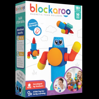 Set cuburi din spuma cu magnet Blockaroo, Robot 10 piese, Clicstoys, 0-1 ani +