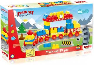 Set de constructii cu trenulet - 89 piese, DOLU, 1-2 ani +