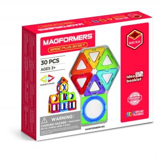 Set magnetic de construit- Magformers Basic Plus 30 set, Clicstoys, 2-3 ani +