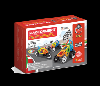 Set magnetic de construit- Magformers Vehicule, 17 piese, Clicstoys, 2-3 ani +