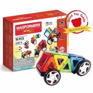 Set magnetic de construit- Magformers Wow 16 piese, Clicstoys, 2-3 ani +