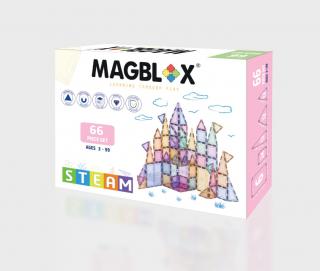 Set magnetic Magblox - 66 piese magnetice de constructie PASTEL transparente