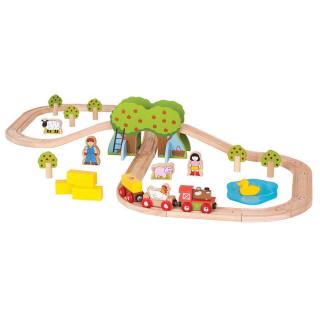 Trenuletul de la ferma, BIGJIGS Toys, 2-3 ani +