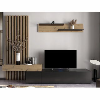 Ansamblu Living, Negru Stejar Artisan, REBEKA PLUS