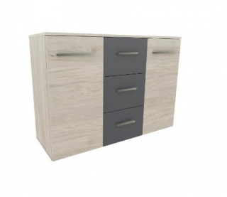 Comoda Barry, Masura 120x85x42 cm, Culoare Stejar Deschis Gri Antracit