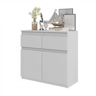 Comoda Luna cu 2 usi si 2 sertare, 80x85x35 cm, Culoare Alb
